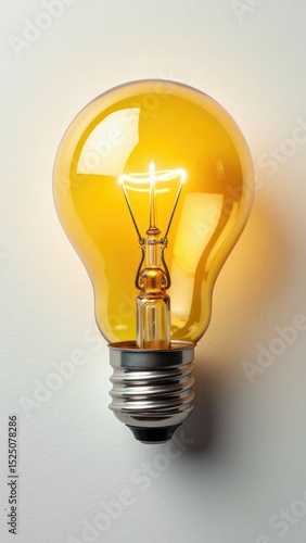 Yellow Light Bulb with Simple Background