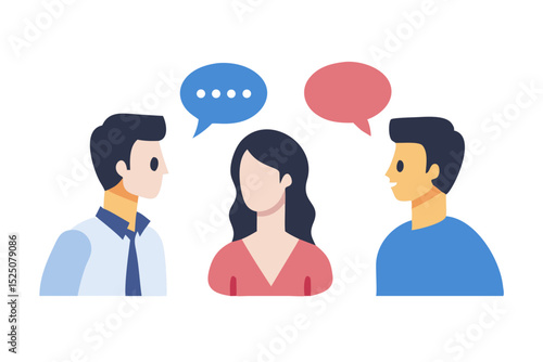 Men and women having conversations