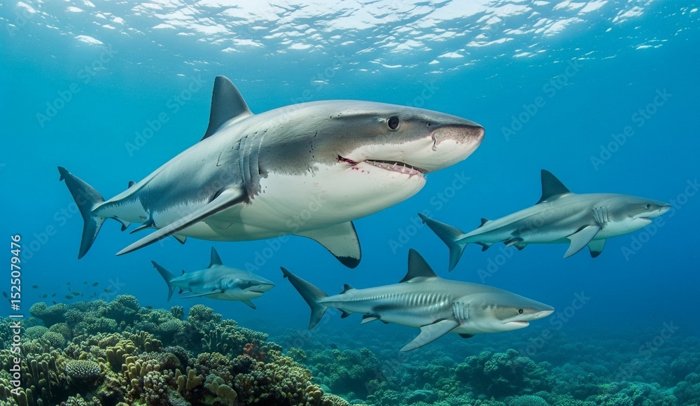 Fototapeta premium great white sharks in the sea