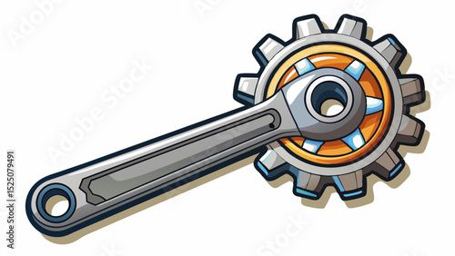 Sleek ratcheting wrench showing the gear mechanism near the head. Ideal for tight spaces in car repair. Rendered in high detail on a white, sterile background.