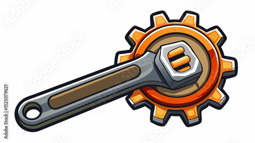 Sleek ratcheting wrench showing the gear mechanism near the head. Ideal for tight spaces in car repair. Rendered in high detail on a white, sterile background.