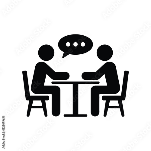 Two People Talking at a Table Business Meeting Icon