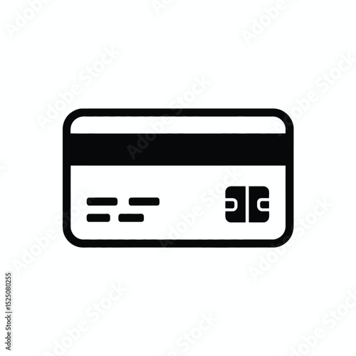 Simple Black Credit Card Icon Illustration