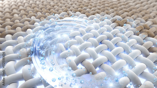 Bild auf Leinwand 3d illustration showcasing fiber cleaning technology, highlighting the removal of dirt or stains, for detergent products, cleaners, advertisements