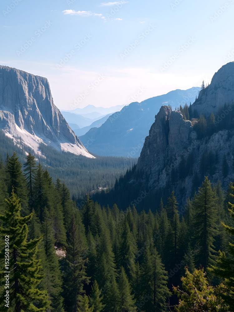 Fototapeta premium Rocky and forest mountains panoramic isolated photo