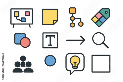 Colorful icons representing organization, workflow, and communication tools