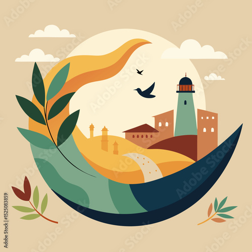 Yom Kippur Vector Illustration – Shofar, Traditions, Jewish Holiday Elements