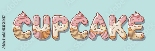 cupcake word formed from frosting and sprinkles – great for dessert branding, bakery promotions, or playful graphic design