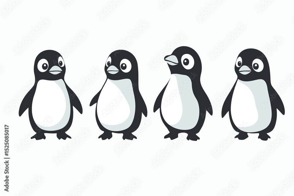 Naklejka premium two penguins on a white background