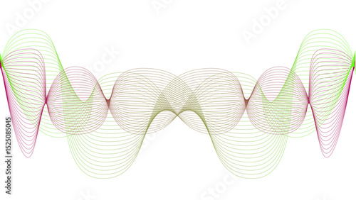 Vector curvy abstract line art wavy flowing dynamic colorful lines white background in concept music or sound, wave, wind, information flow	
