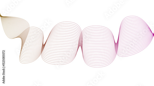 Vector curvy abstract line art wavy flowing dynamic colorful lines white background in concept music or sound, wave, wind, information flow	
