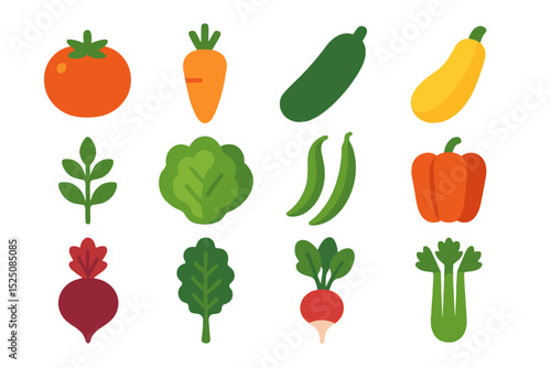 Colorful cartoon vegetables on vibrant green background
