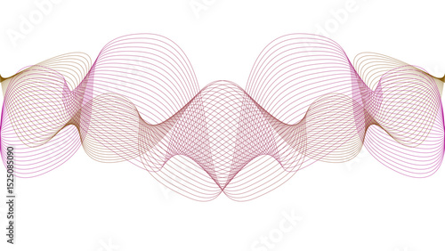 Vector curvy abstract line art wavy flowing dynamic colorful lines white background in concept music or sound, wave, wind, information flow	
