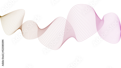 Vector curvy abstract line art wavy flowing dynamic colorful lines white background in concept music or sound, wave, wind, information flow	
