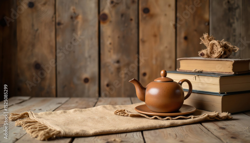 Open book with flowers and coffee cup on armchair in cozy setting  