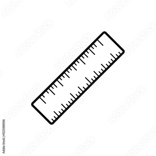 Simple Black Line Ruler Icon Illustration