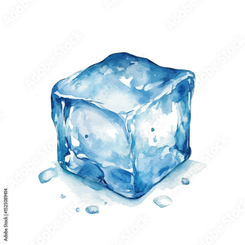My Watercolor illustration, ice cube painting isolated on a white background, illustration, AI painting design, vector set, eps format design,