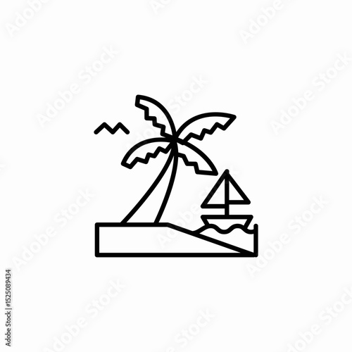island boat trip icon sign vector