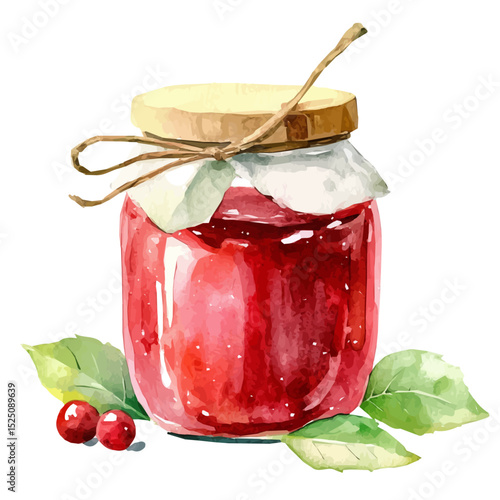 My Watercolor illustration, illustration berry jam painting isolated on a white background, illustration, AI painting design, vector illustration set, eps format