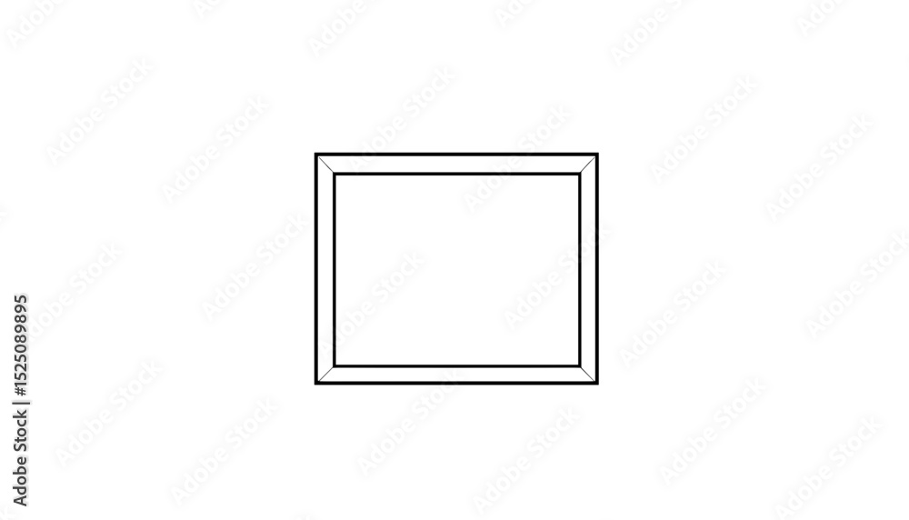 Minimalist Black Line Picture Frame Icon on White Background. copy space Minimalist Black Line Picture Frame Icon on White Background. copy space