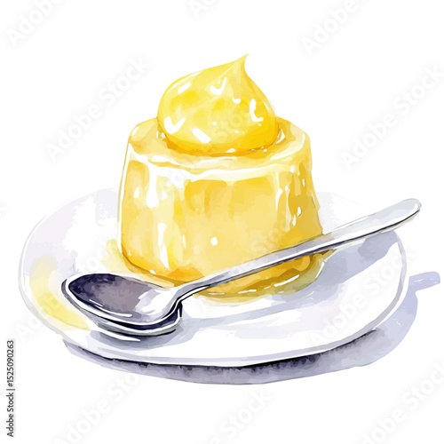 My Watercolor illustration, illustration lemon curd cream painting isolated on a white background, illustration, AI painting design, vector illustration set, eps format