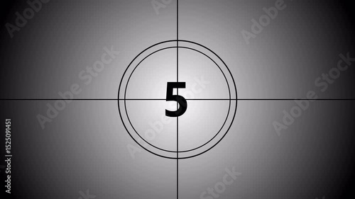  10 seconds countdown timer animation, old style, retro projector style from ten to zero, in 4k ,Retro movie style countdown animated video. 