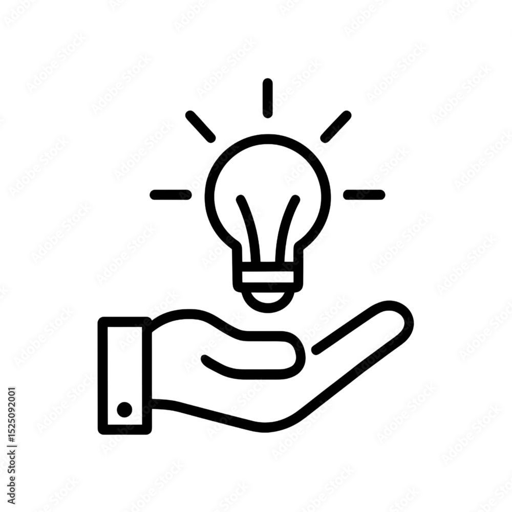 Idea Concept Icon – Light Bulb in Hand Line Art Vector Idea Concept Icon – Light Bulb in Hand Line Art Vector