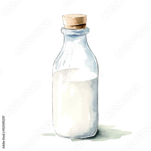 My Watercolor illustration, illustration milk bottle painting isolated on a white background, illustration, AI painting design, vector illustration set, eps format