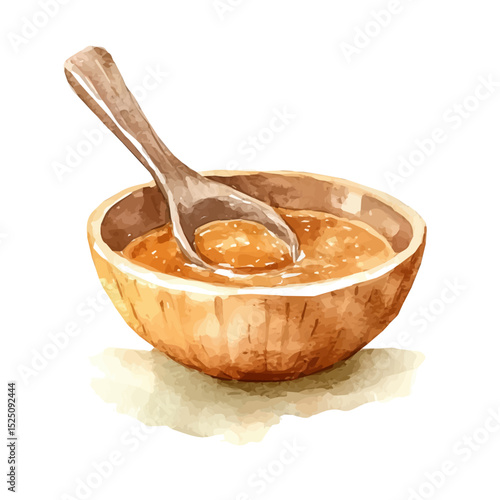 My Watercolor illustration, illustration miso paste painting isolated on a white background, illustration, AI painting design, vector illustration set, eps format