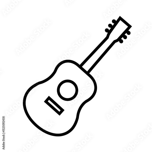 Acoustic Guitar Icon – Simple Line Art Music Instrument Illustration