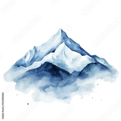 My Watercolor illustration, illustration blue mountain painting isolated on a white background, illustration, AI painting design, vector illustration set, eps format