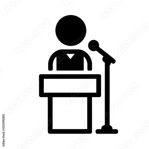 Public Speaking Icon – Podium Speaker Vector Illustration