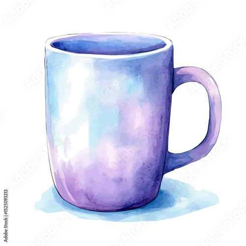 My Watercolor illustration, blue purple  mug painting isolated on a white background, illustration, AI painting design, vector illustration set, eps format