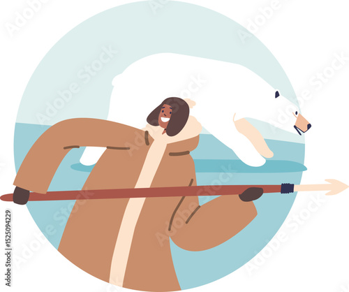 Happy woman Eskimo bear hunter