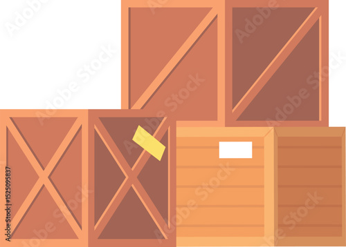 Wooden boxes stack vector illustration