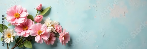Delicate pastel blooms on textured wall  Vintage artificial flower arrangement ,  pastel,  delicate,  wall decor