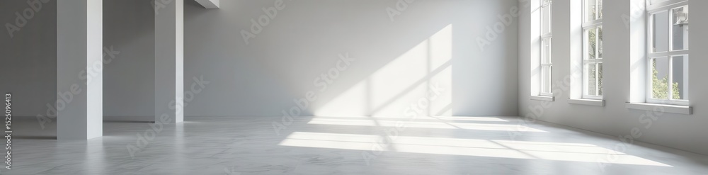 Fototapeta premium Spacious, seamless gray and white studio setting, seamless, room, simple