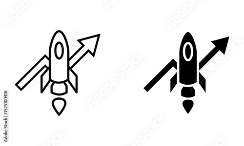 rocket with arrow up, illustration of start up business growth icon vector