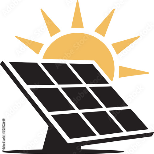solar panel and sun