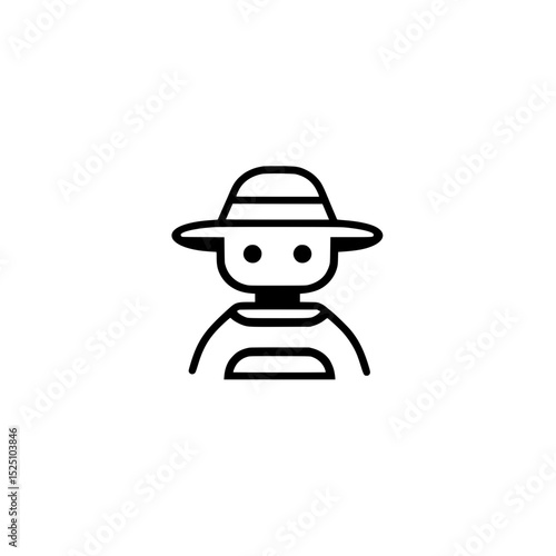 Robot Head Icon Featuring a Hat 