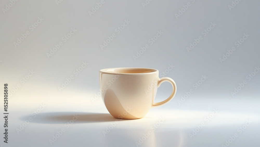 Obraz premium Creamy Beige Ceramic Mug Minimalist Design, Elegant Shape