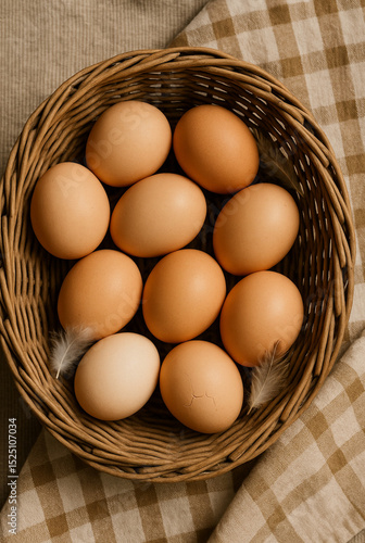 Wallpaper Mural Rustic Egg Basket with Broken Egg and Yolk Showing
 Torontodigital.ca