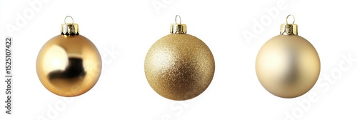 Gold baubles set isolated on white