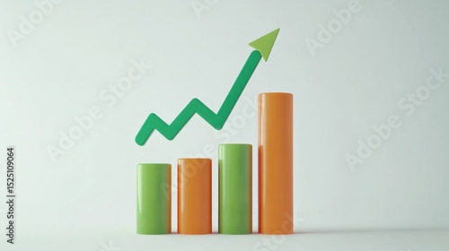 Minimal round bar chart with arrow on white background Free Download Minimal round bar chart with arrow on white background - GFXLoad