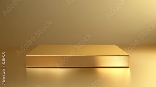 3D Gold podium with gold stage product display. Minimal scene for mockup products, stage showcase, promotion display, 3D render.