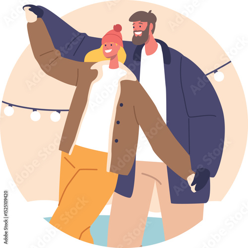Happy loving couple hugging vector illustration