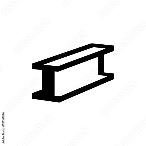 Minimalist steel beam logo in industrial black vector style.