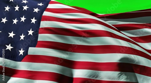 Majestic American Flag Waves Against Green Screen Background Perfect for Patriotic Projects and Celebrations