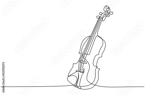 Violin line drawing. Hand-drawn music instrument line art. Hand drawn vector illustration with editable stroke. Isolated on transparent background.
