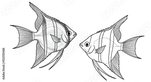 Angelfish Coloring Page Vibrant Colored and Detailed Outline Illustration for Kids Art